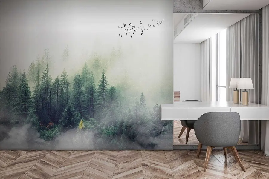 Fototapeedid Mets ja linnud udus u10882