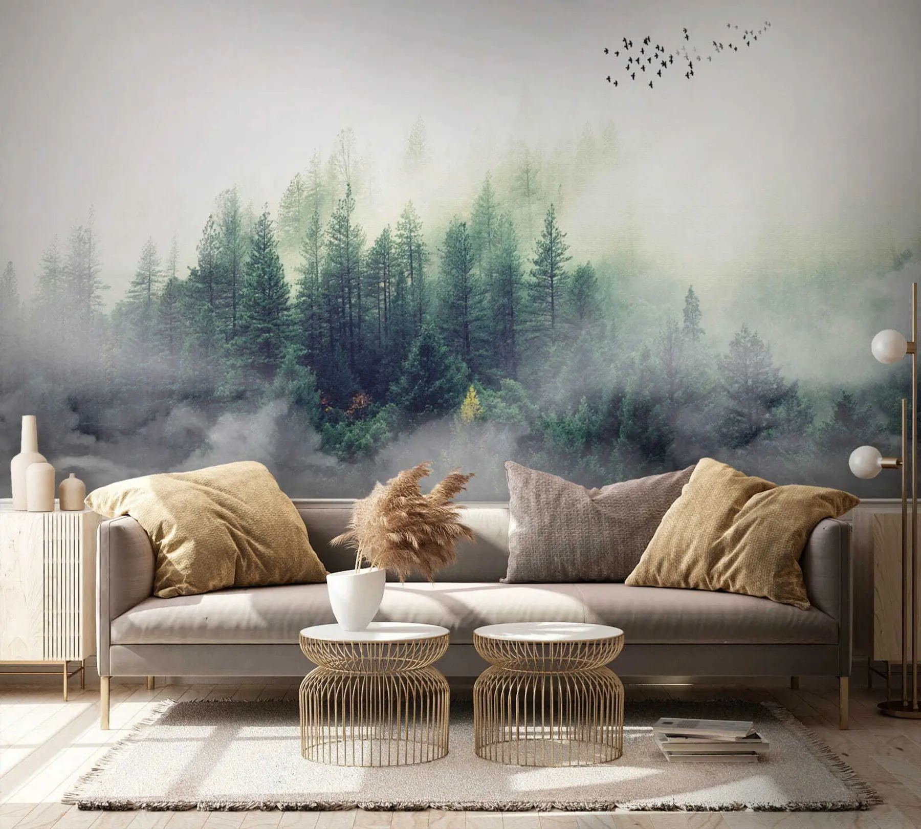 Fototapeedid Mets ja linnud udus u10882