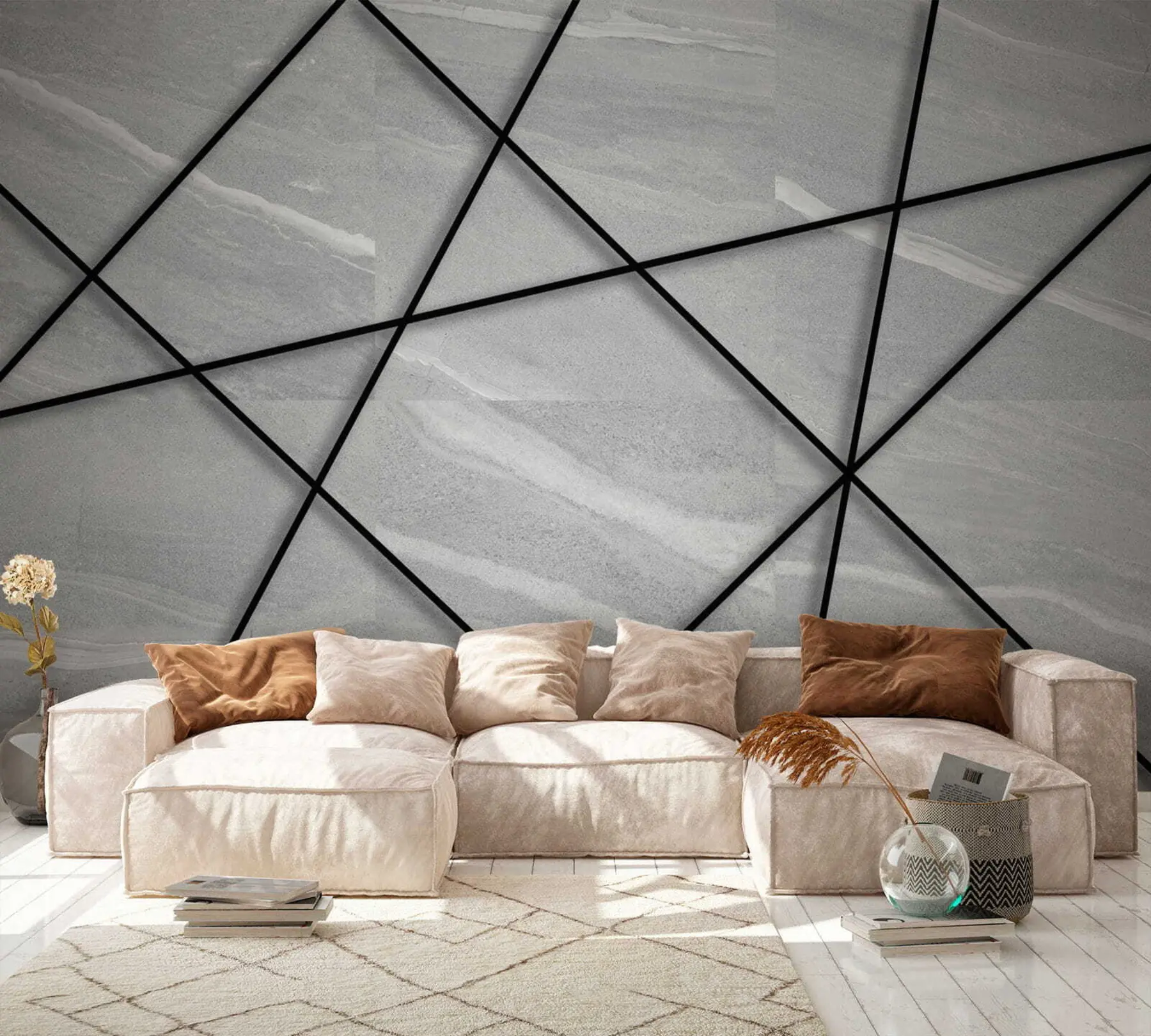 Fototapeedid Hall marmor ja mustad jooned u16341