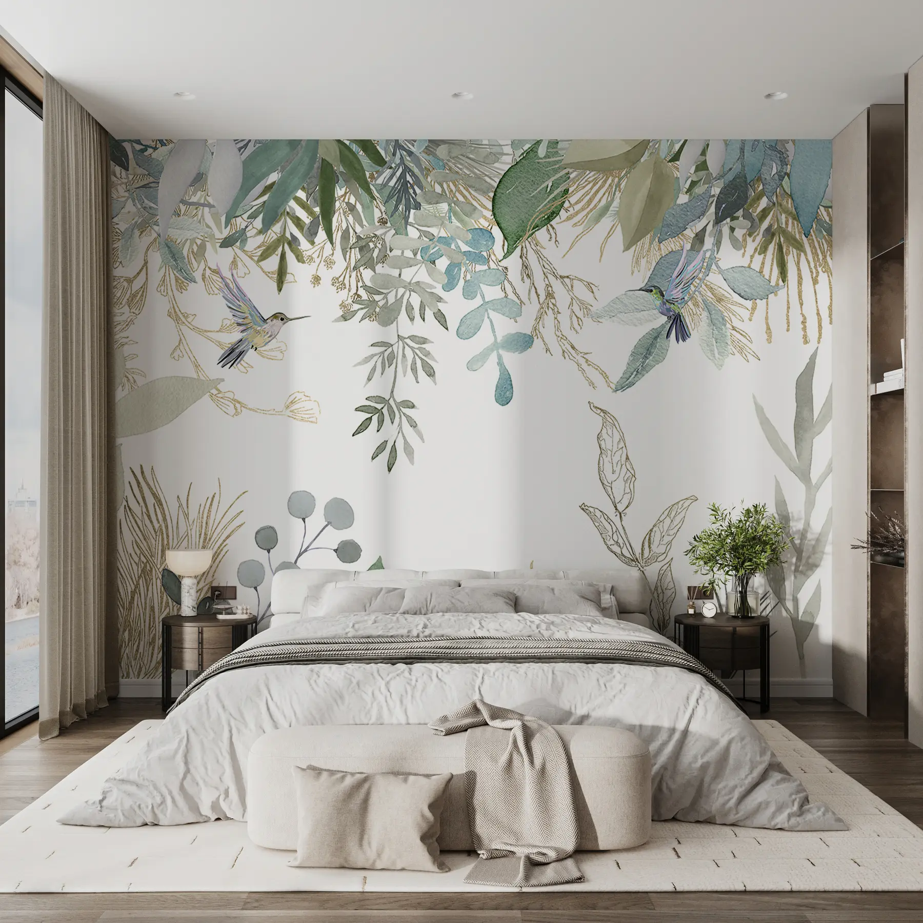 Fototapeedid Eksootilised taimed ja koolibrid u17579