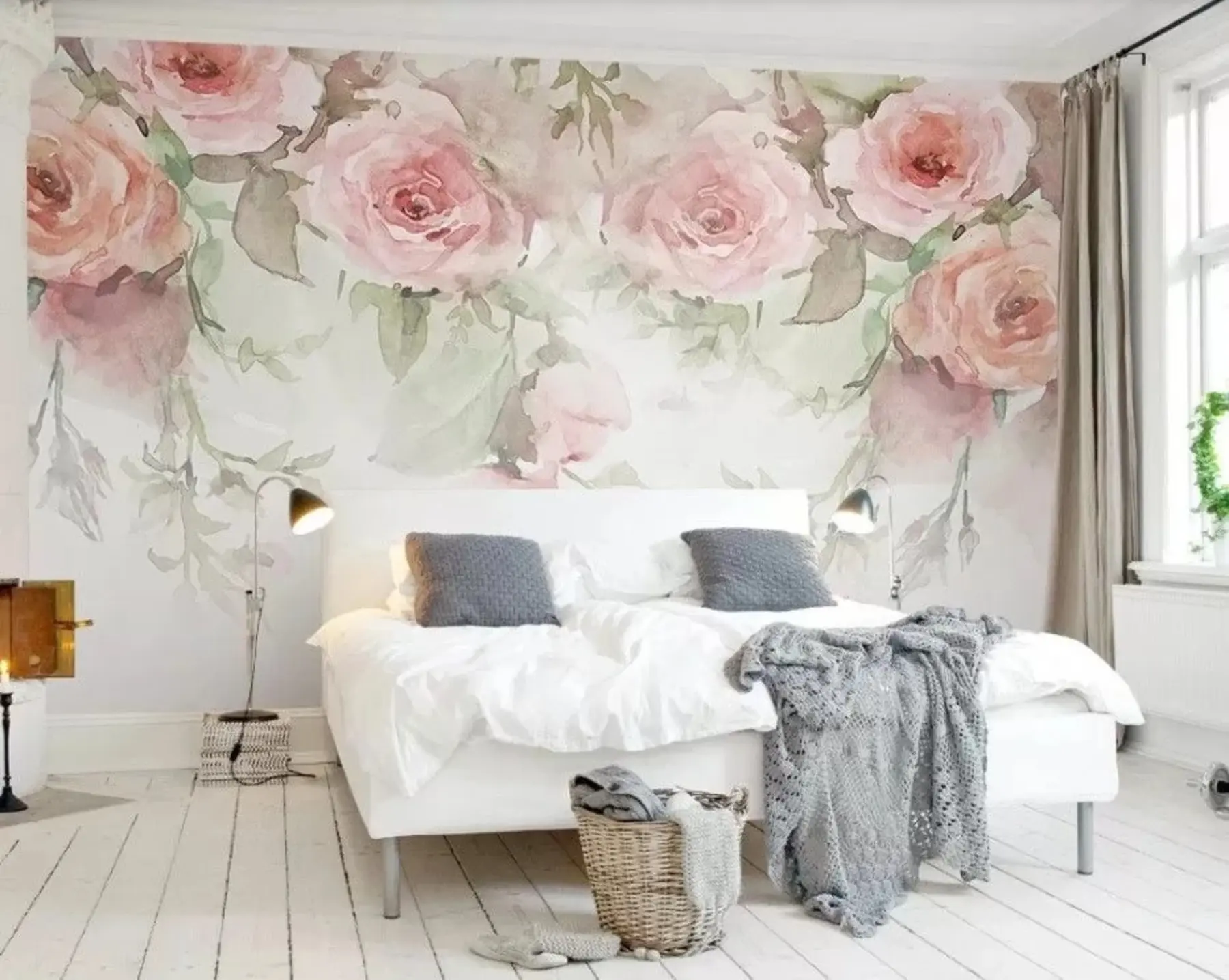 Fototapeedid Roosad akvarellroosid u34659