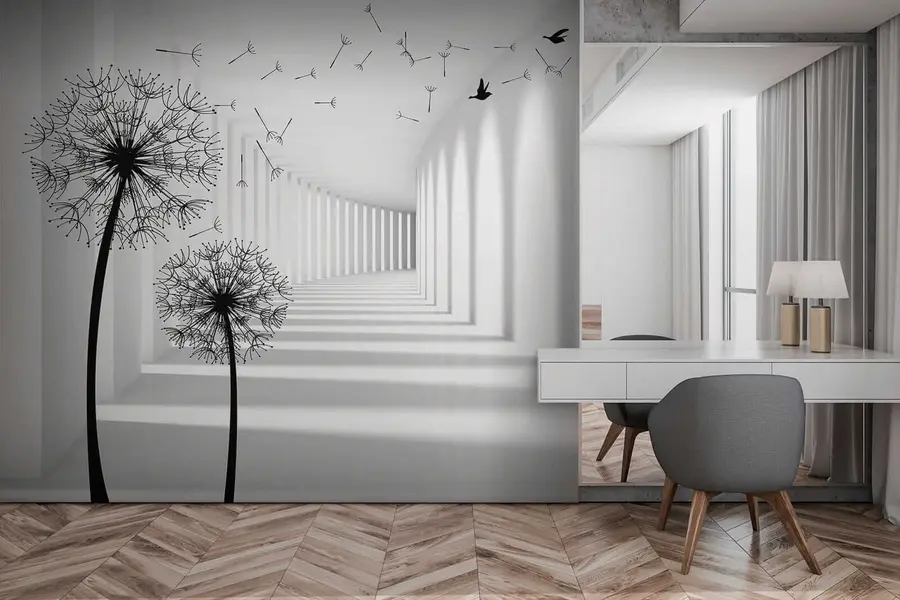 Fototapeedid 3D tunnel ja võililled u37803