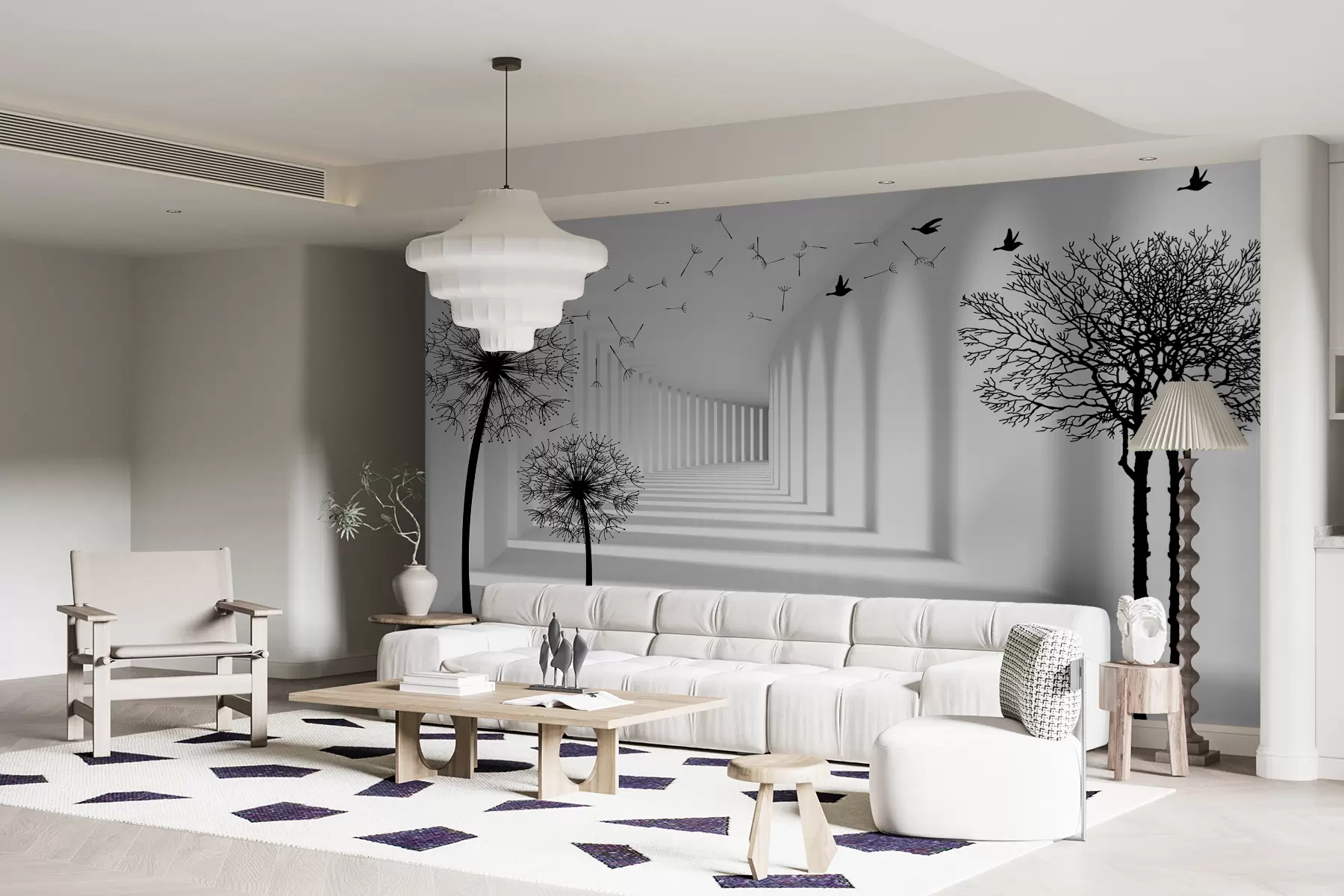 Fototapeedid 3D tunnel ja võililled u37803