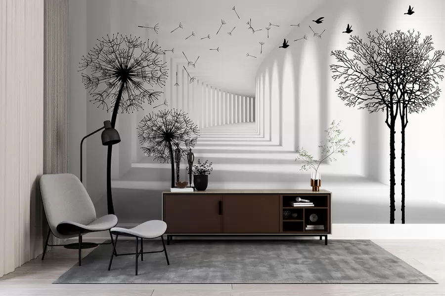 Fototapeedid 3D tunnel ja võililled u37803