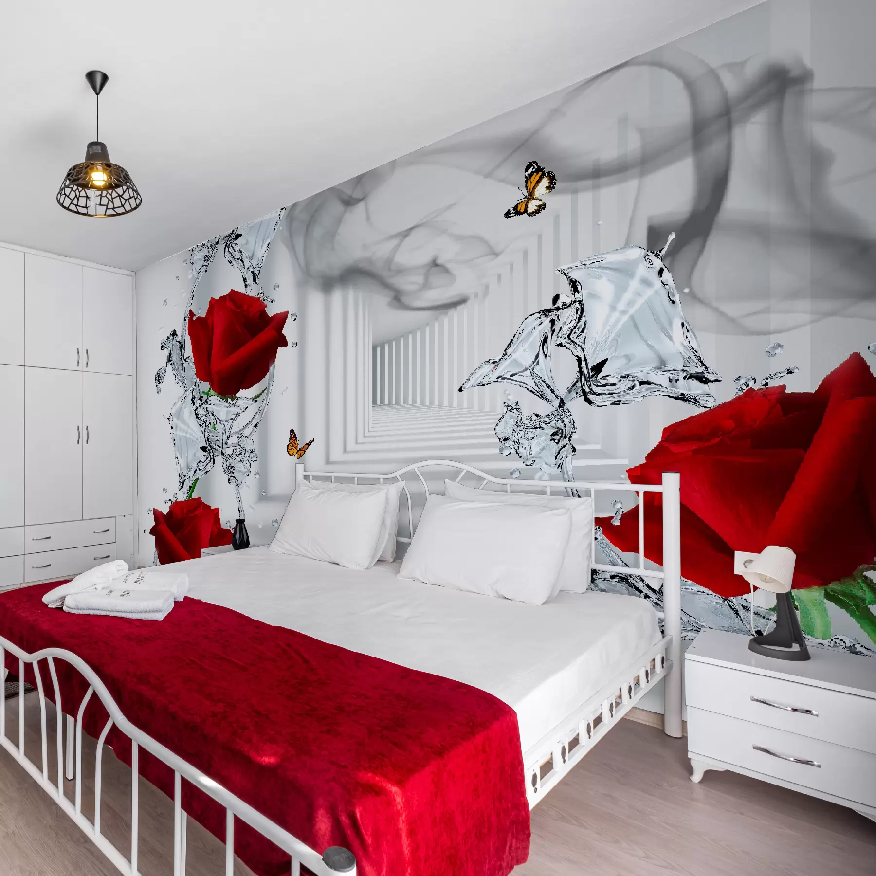 Fototapeedid Punased roosid ja veepritsmed u41092