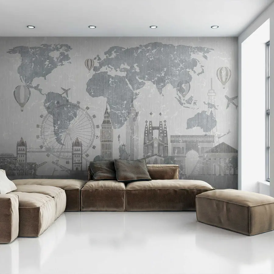 Fototapeedid Maailmakaart hallides toonides u53138