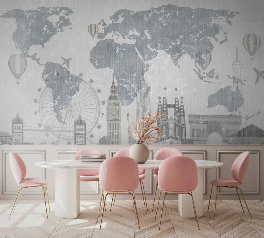 Fototapeedid Maailmakaart hallides toonides u53138