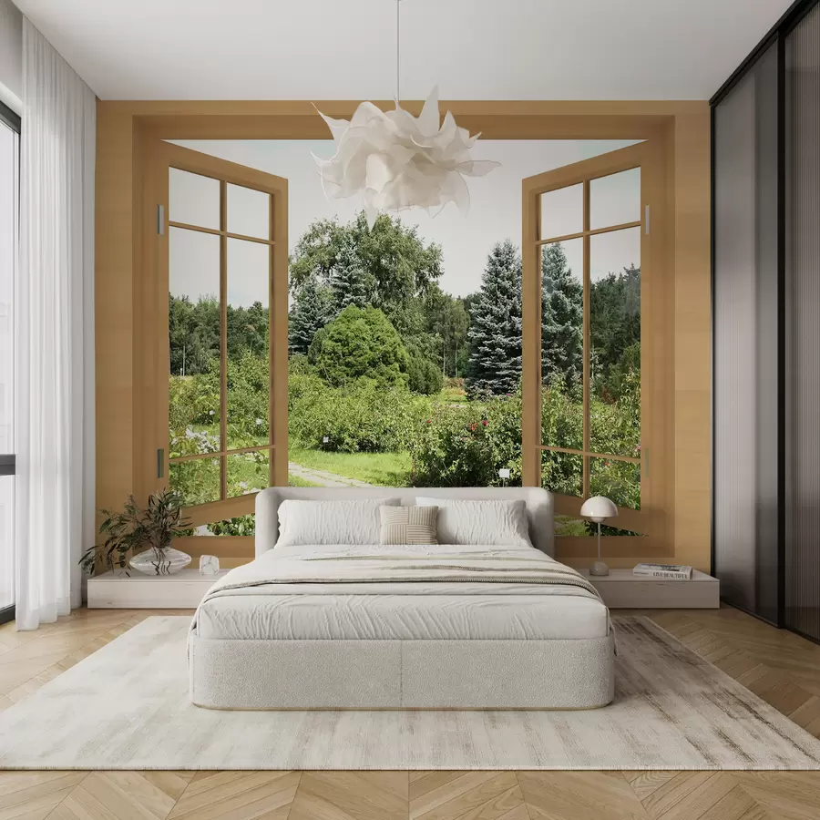 Fototapeedid Aknast vaade metsale u60673