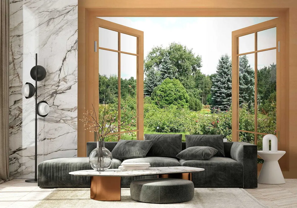 Fototapeedid Aknast vaade metsale u60673