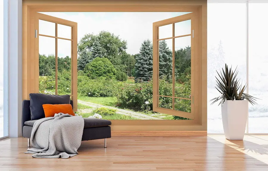 Fototapeedid Aknast vaade metsale u60673