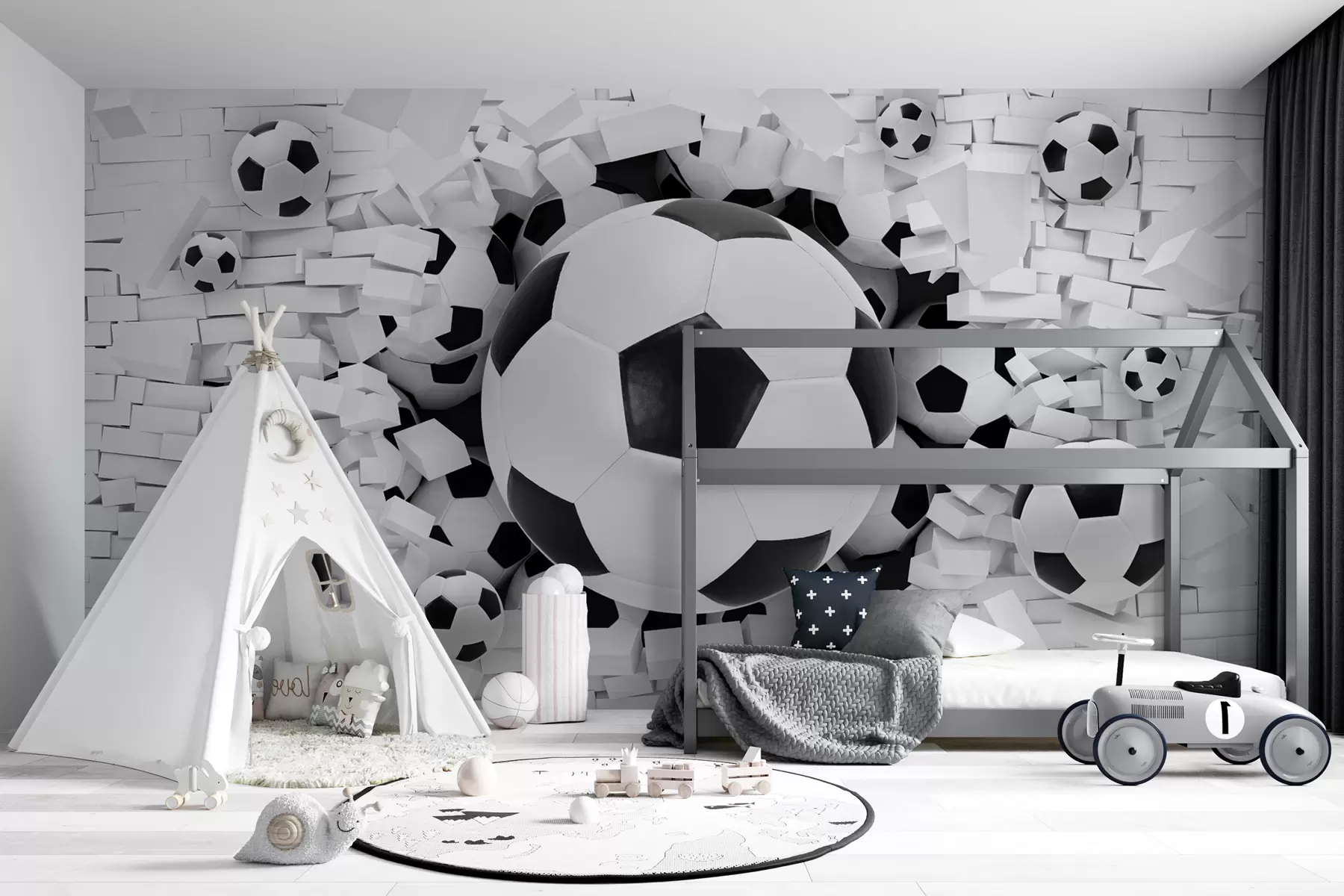 Fototapeedid Jalgpallipall murrab läbi seina u70633