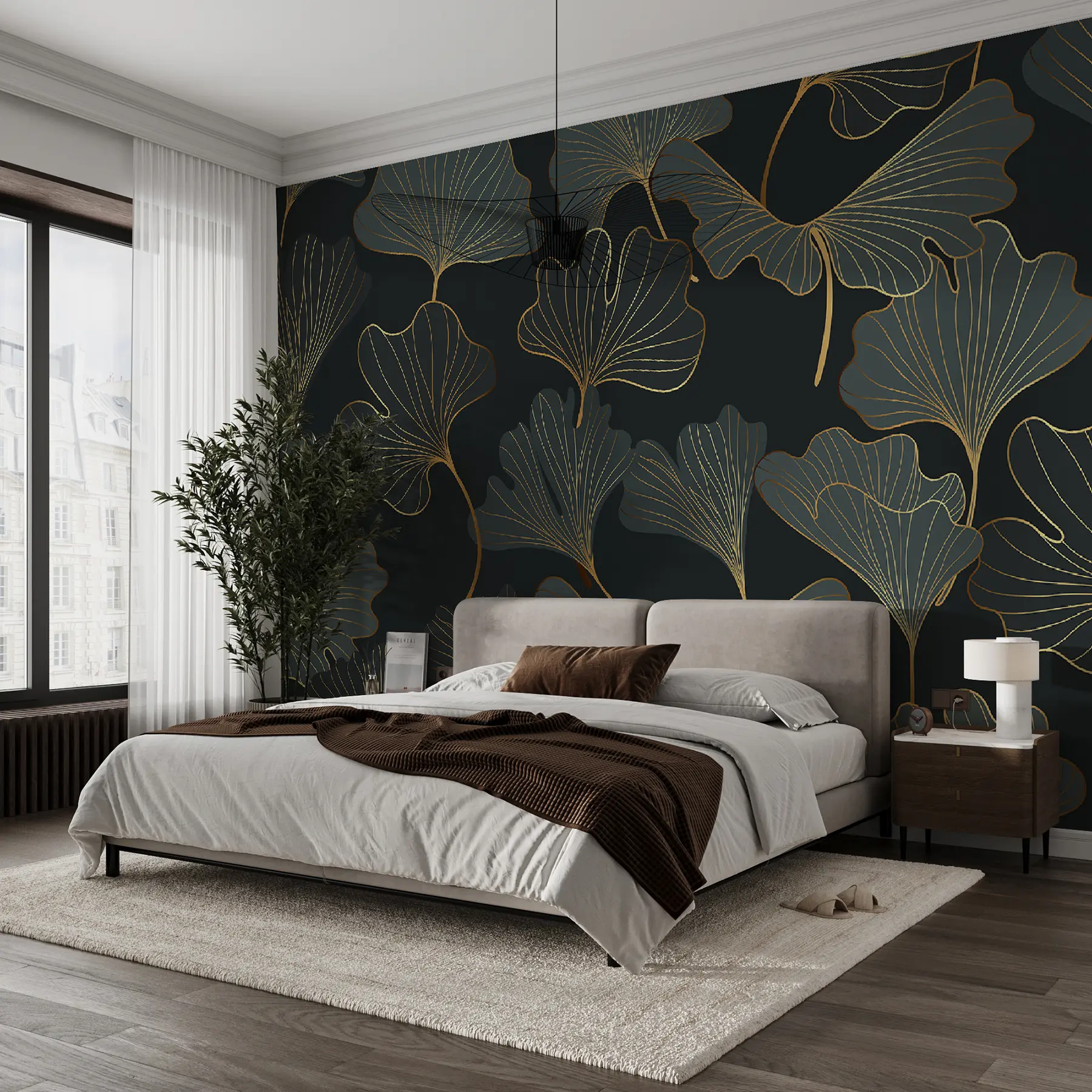 Fototapeedid Ginkgo lehed art déco stiilis u53248