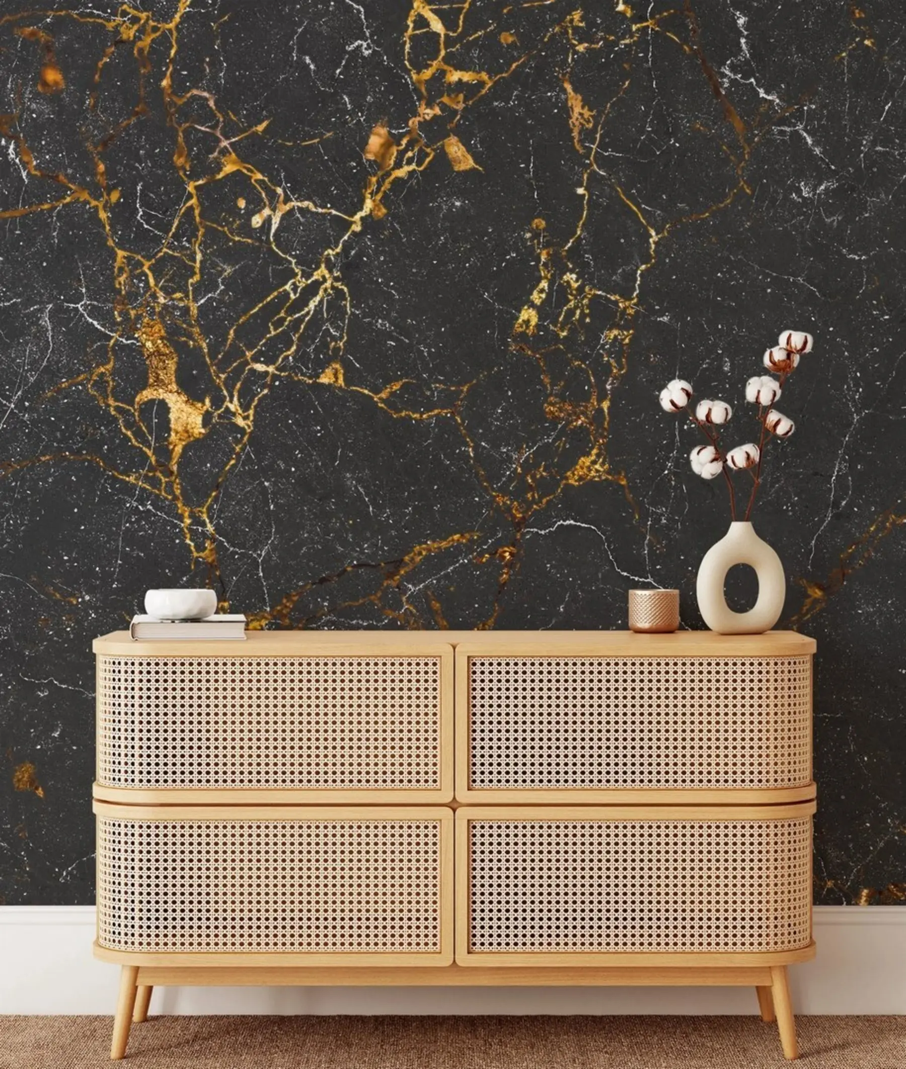 Fototapeedid Must marmor koos veenidega u71335