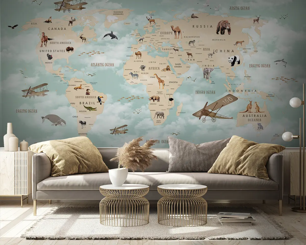 Fototapeedid Laste maailmakaart u25042