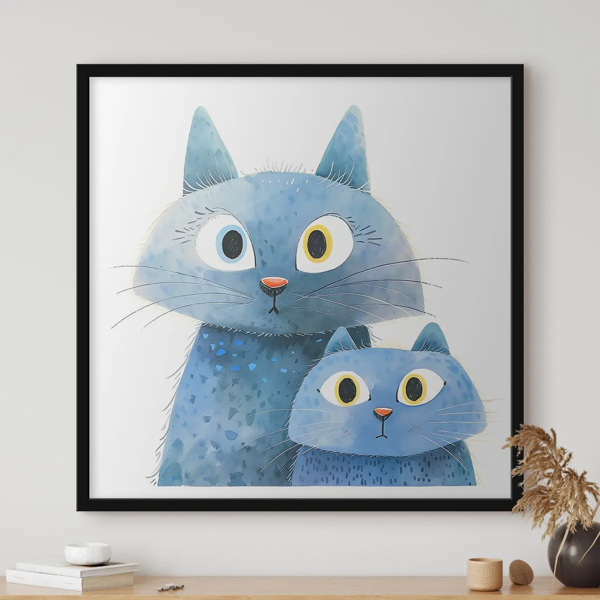 Plakat Sinised kassid, kes on uudishimulikud maailma suhtes f37562