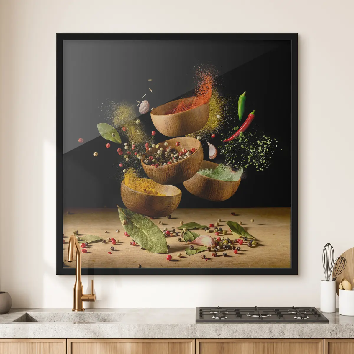 Plakat Värvilised vürtsid õhus tantsivad f37045