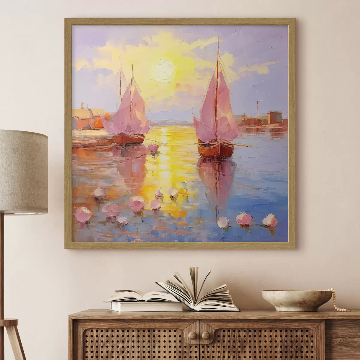 Plakat Purjetamine elavasse päikeseloojangusse f37881