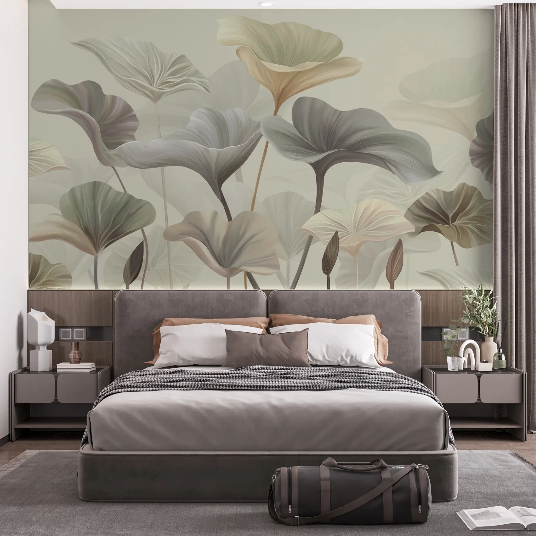 Fototapeedid Suurepärased suured õrna värviga lehed w00385