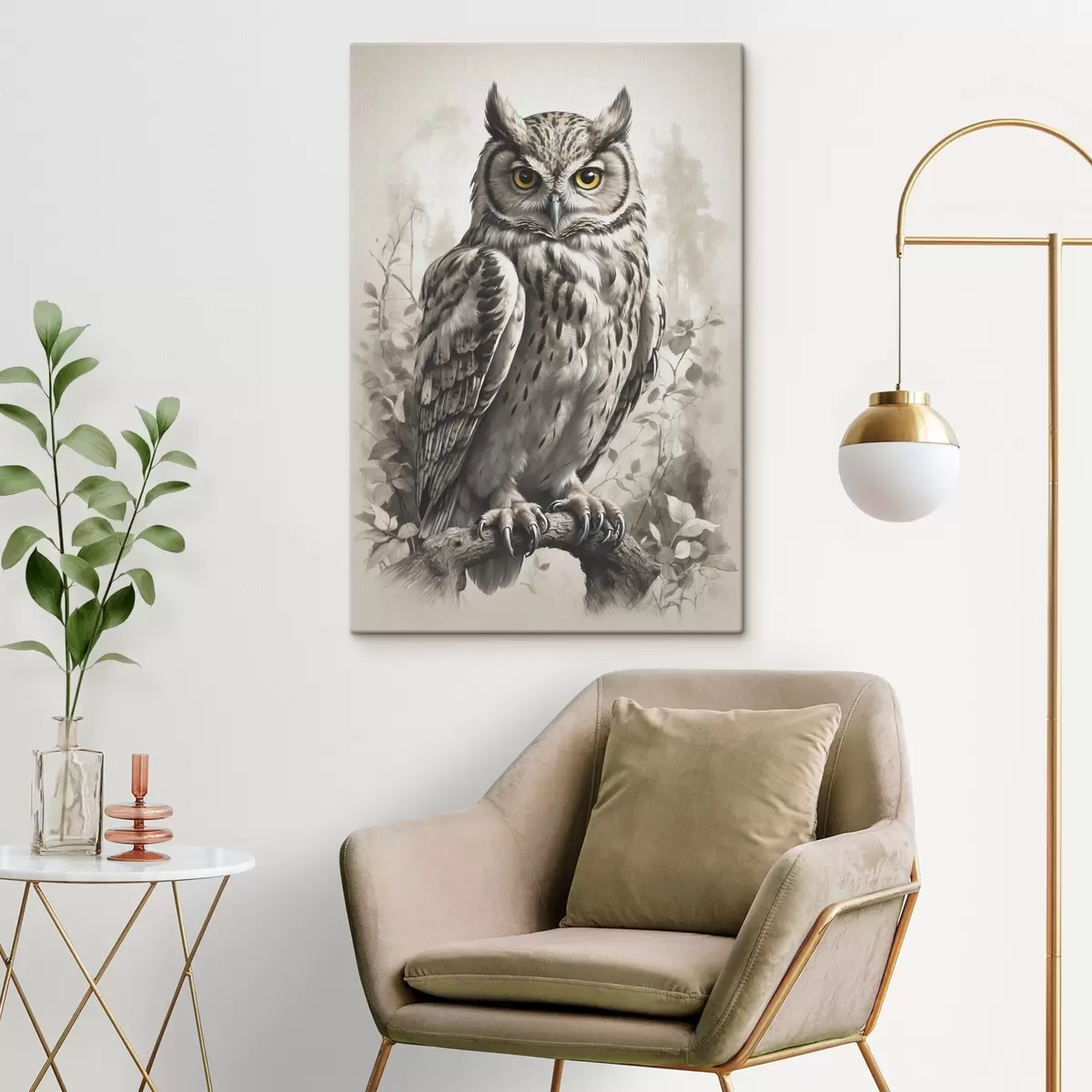 Pilt Öökull mustvalgel taustal s38118