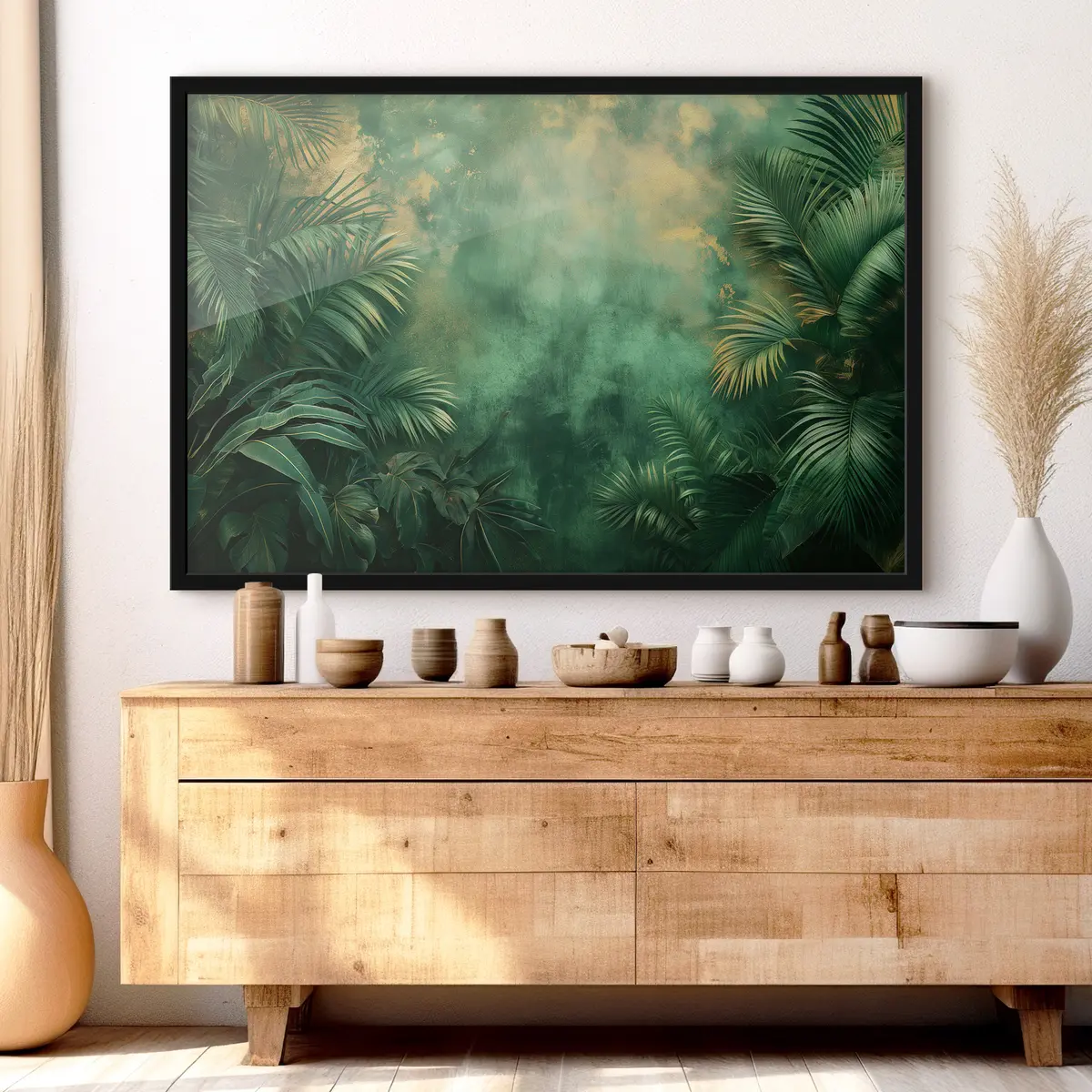 Plakat Grunge stiilis troopilised põõsad f38086