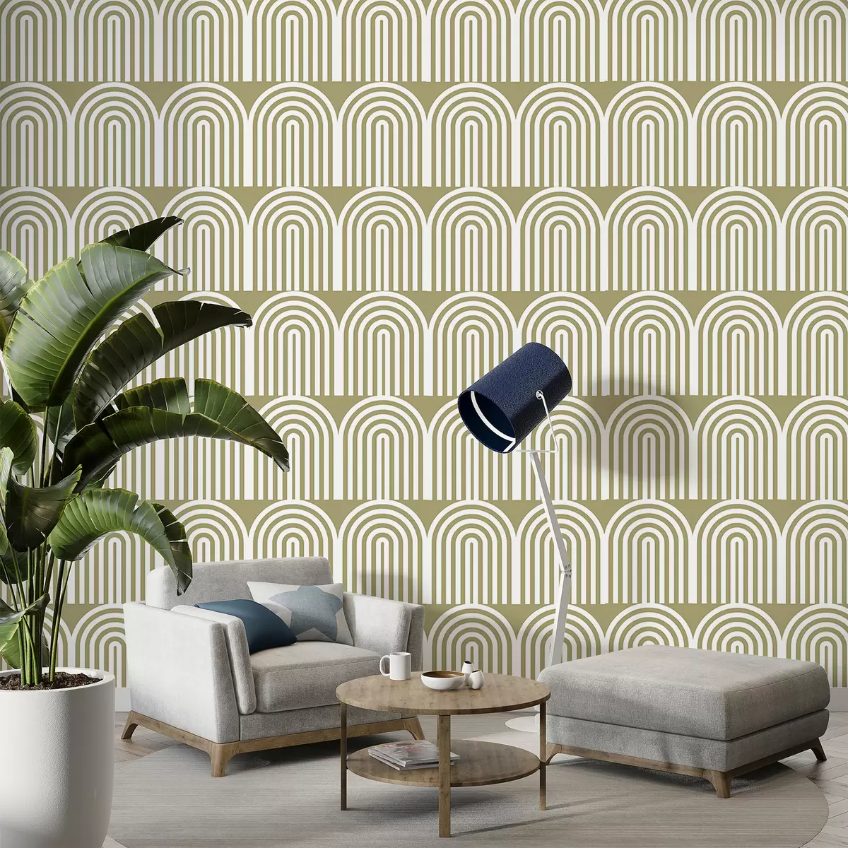 Fototapeedid Valged ovaalsed jooned helerohelisel taustal w00484v2