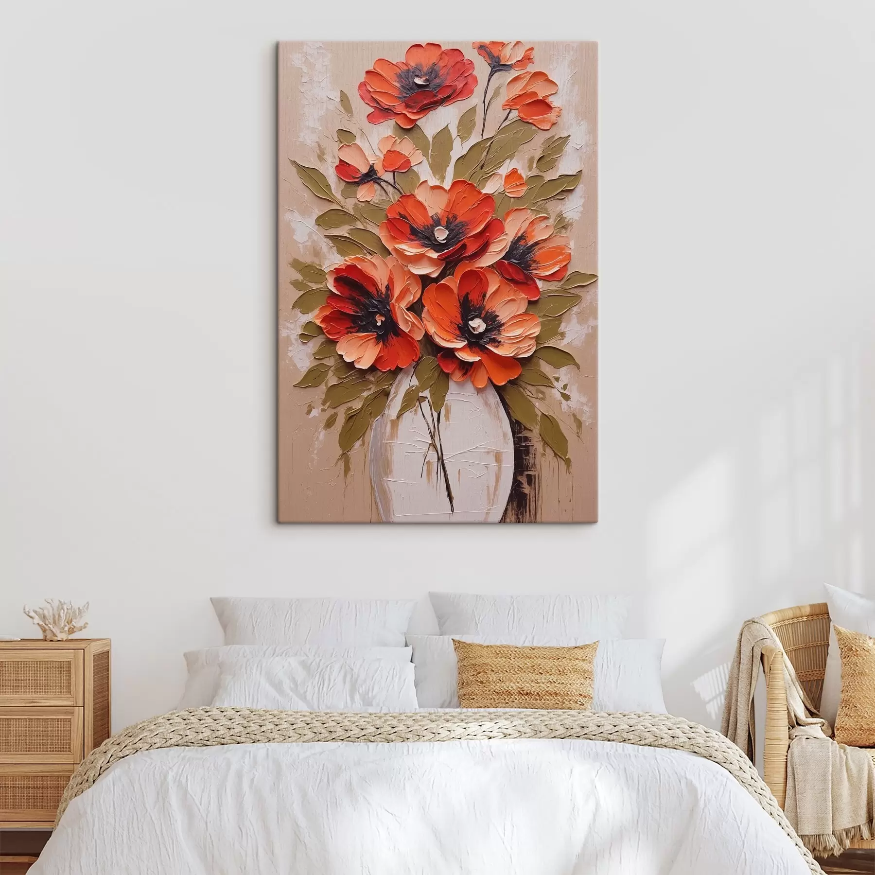 Pilt Lilled valges vaasis roosal taustal s38176