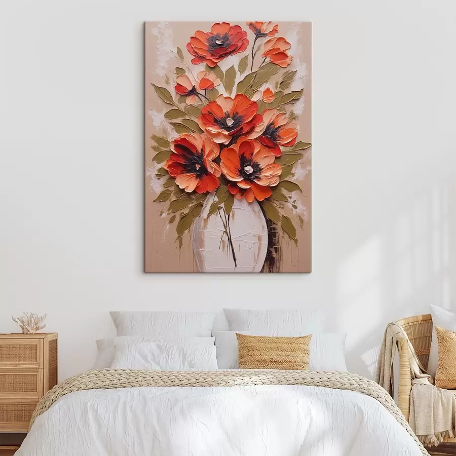 Pilt Lilled valges vaasis roosal taustal s38176