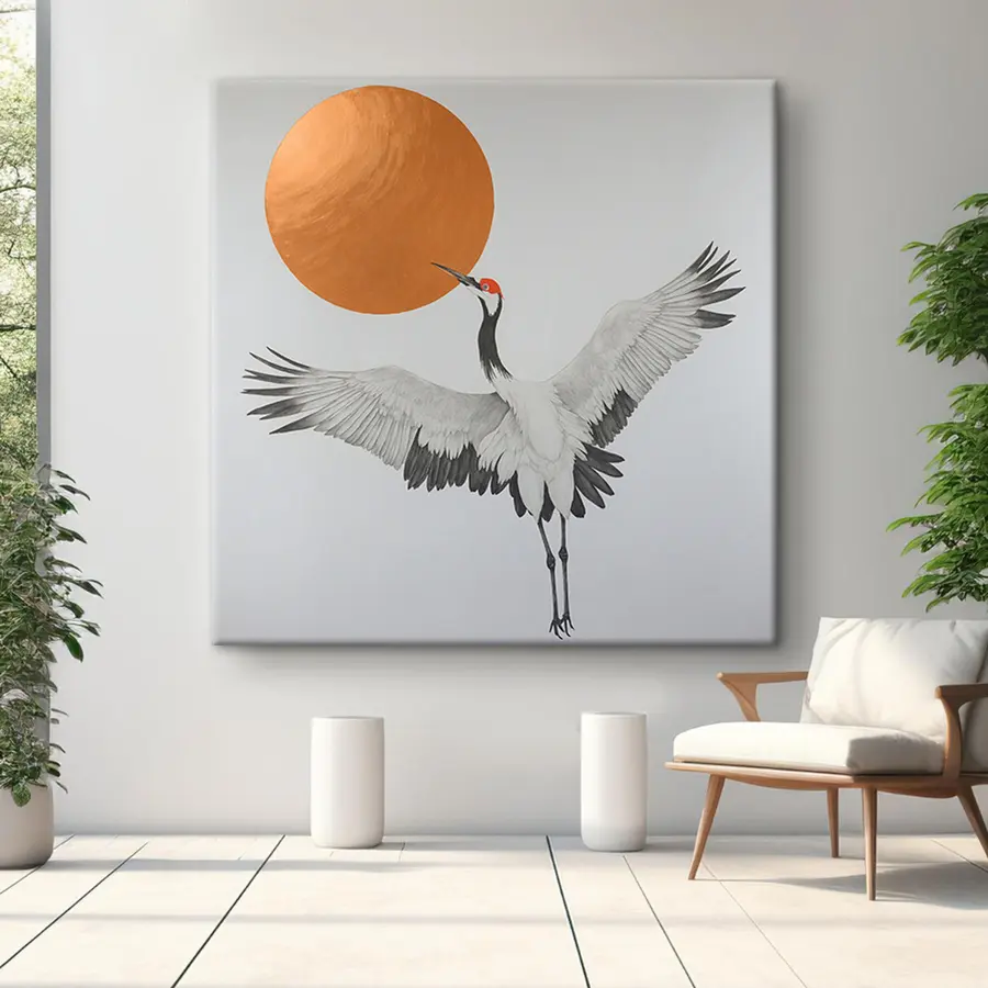 Pilt Päikese poole lendav kraana s38195