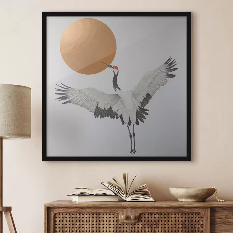 Fototapeedid Päikese poole lendav kraana f38195