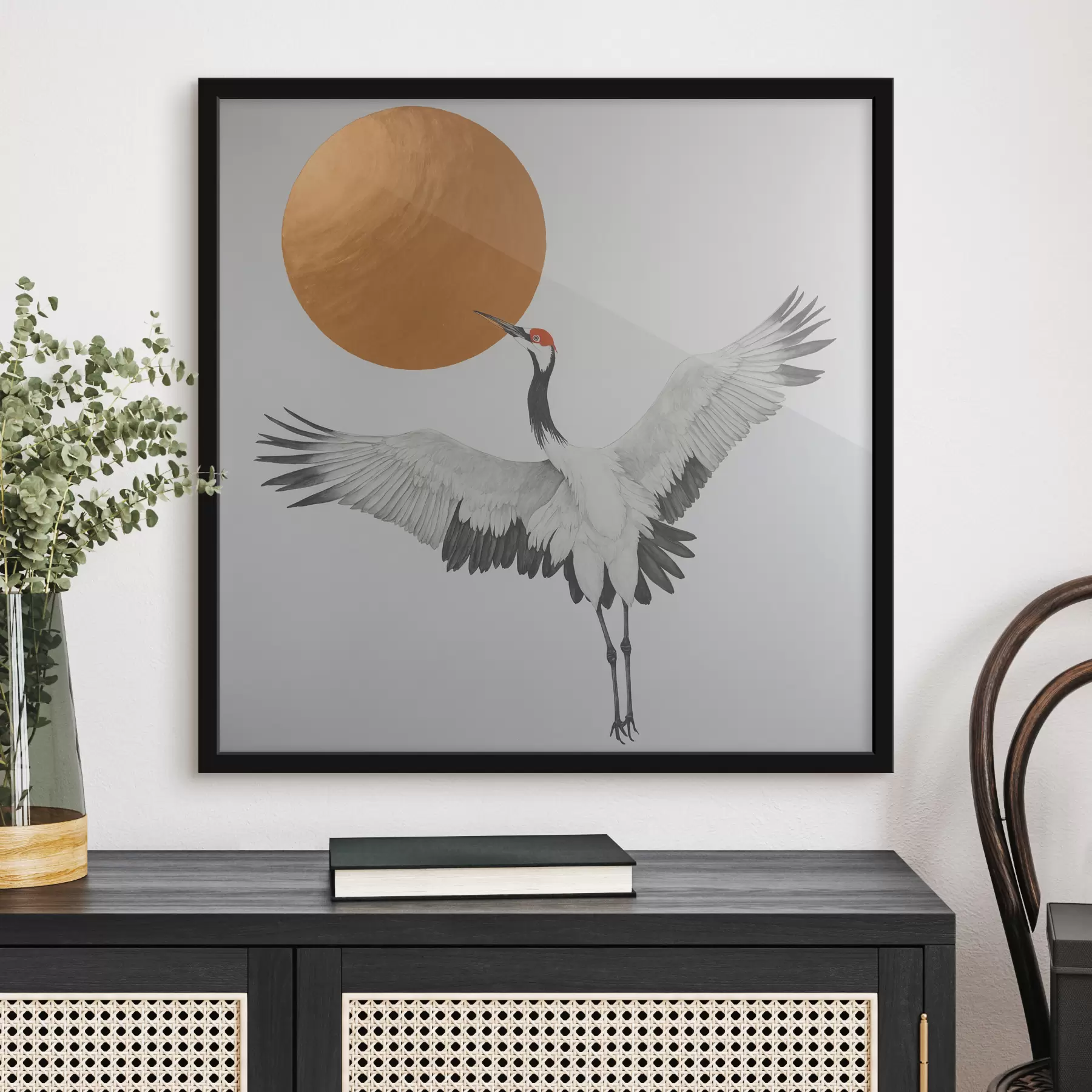 Pilt Päikese poole lendav kraana f38195