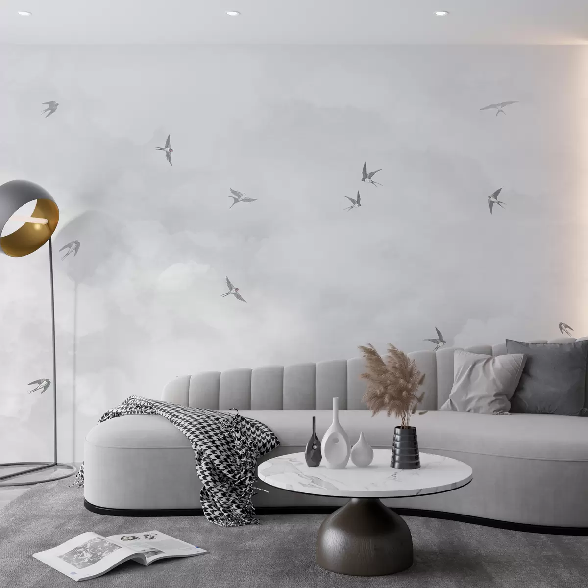 Fototapeedid Hall taevas pääsukestega w00526v1