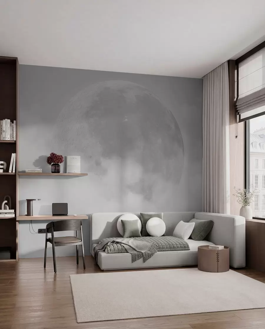 Fototapeedid Suur kuu halli värvi loft stiilis pilvede vahel w00548v1