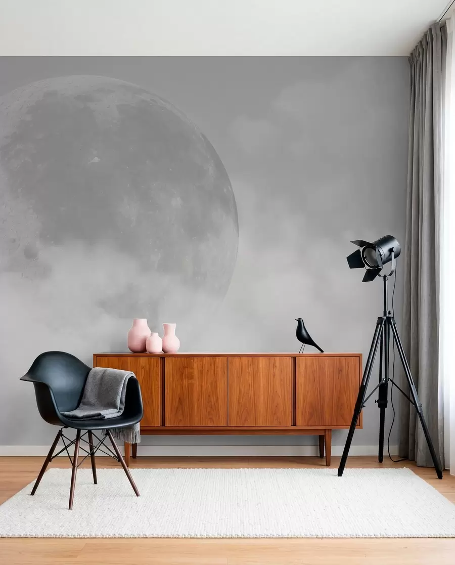 Fototapeedid Suur kuu halli värvi loft stiilis pilvede vahel w00548v1