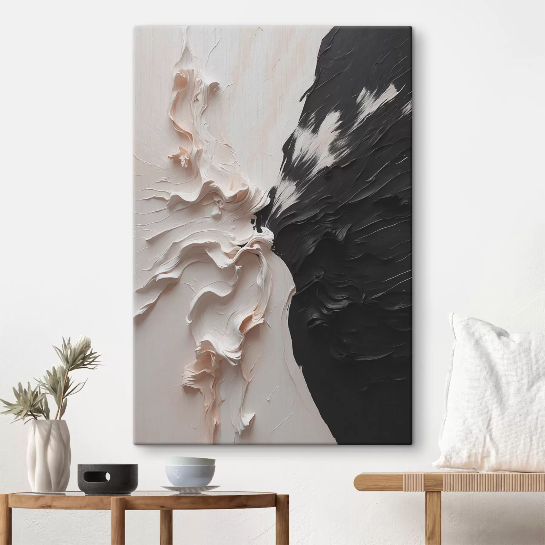 Fototapeedid Abstraktne õlimaal valges ja mustas värvitoonis s38300