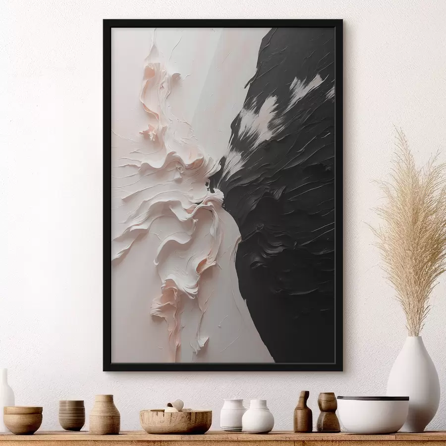 Fototapeedid Abstraktne õlimaal valges ja mustas värvitoonis f38300