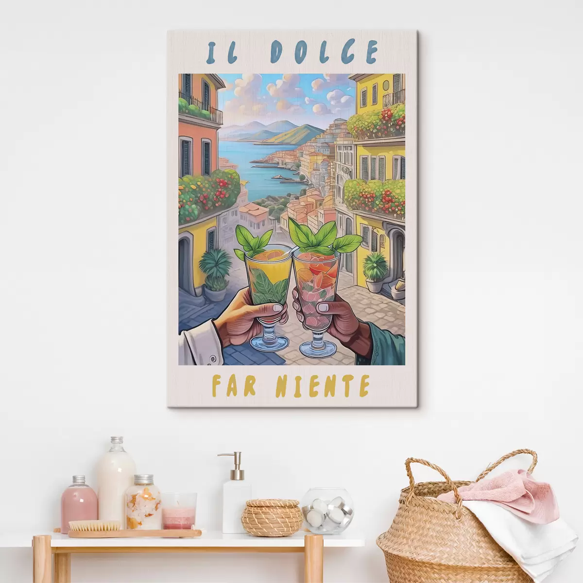 Pilt Itaalia linn, mererannik, kokteilid, kutsumus, arhitektuur, suvi, akvarell  s38392