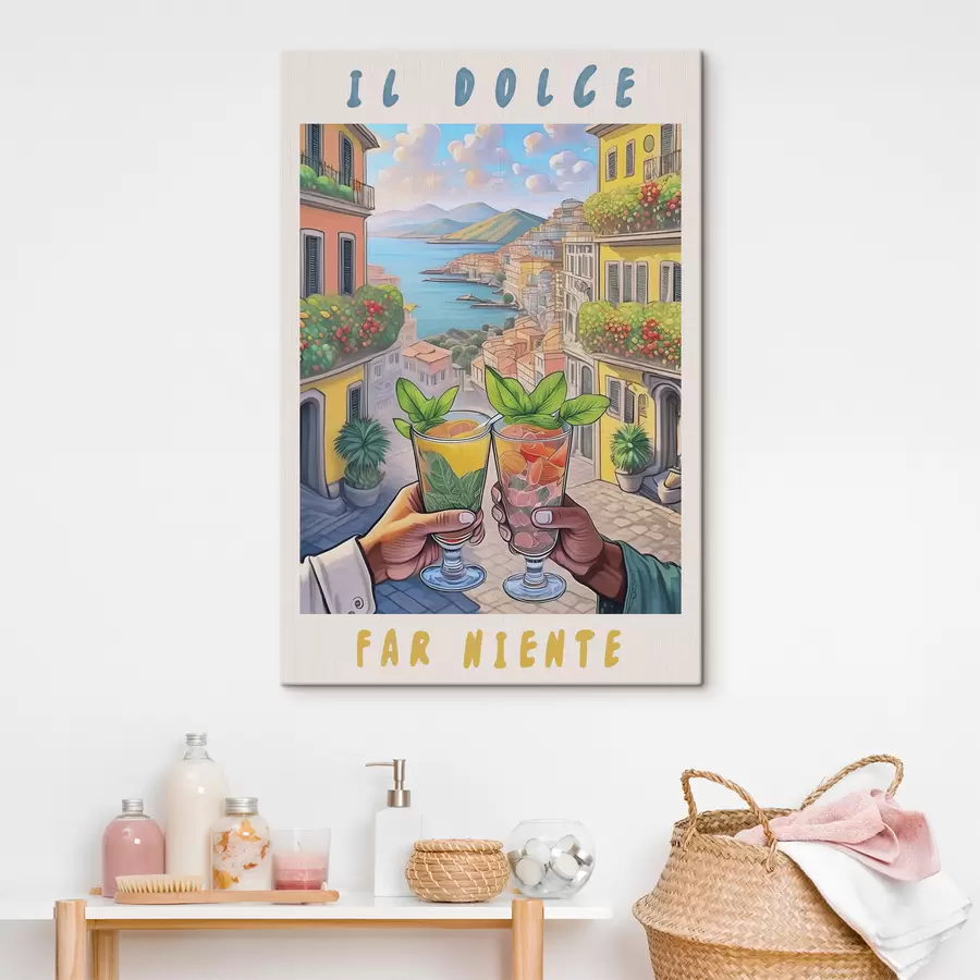 Pilt Itaalia linn, mererannik, kokteilid, kutsumus, arhitektuur, suvi, akvarell  s38392