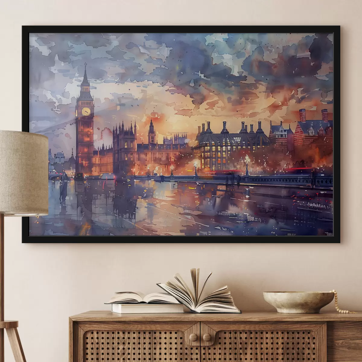 Plakat Big ben Londoni akvarellmaal f38473
