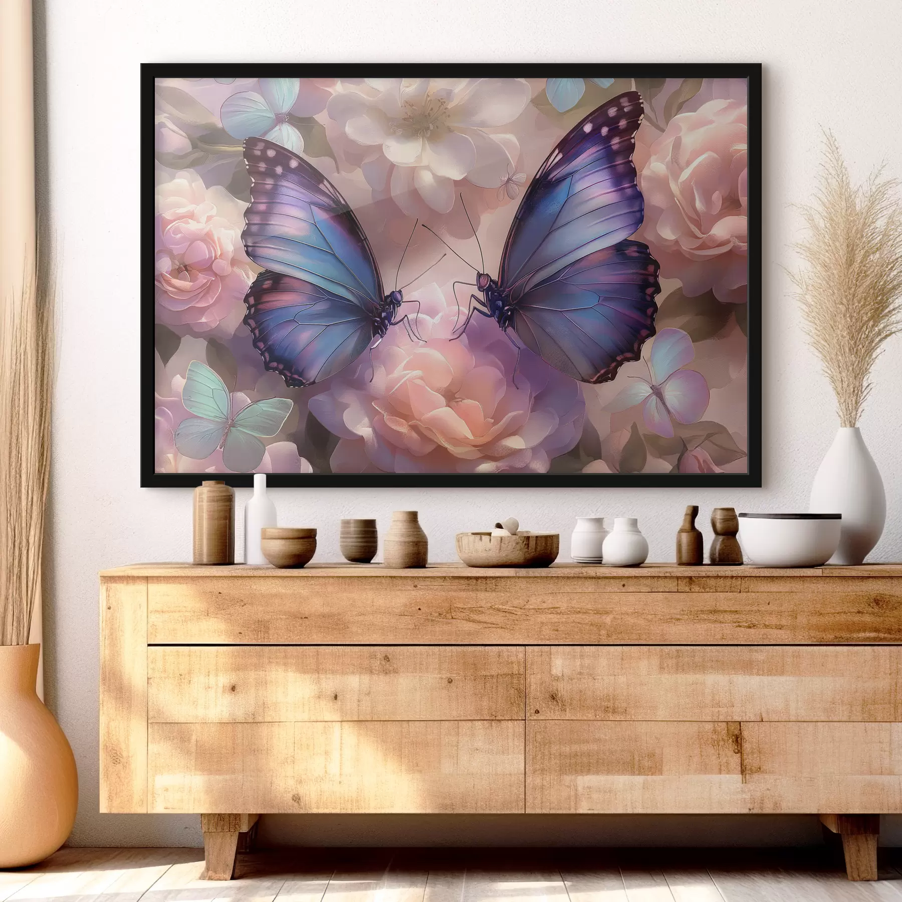 Fototapeedid Kaks akvarellistiilis lillelist liblikat f38534