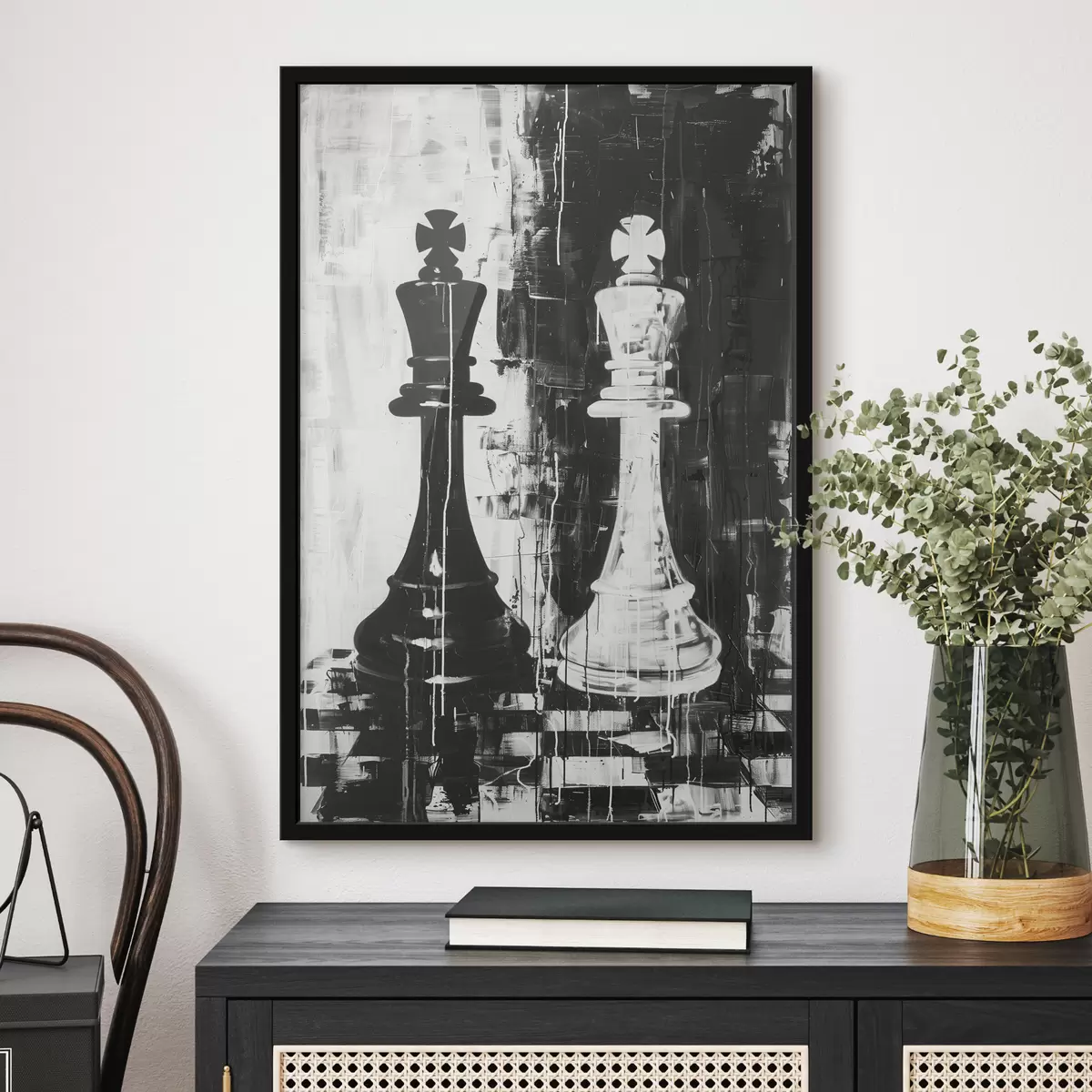 Plakat Must-valge värvi male f38642