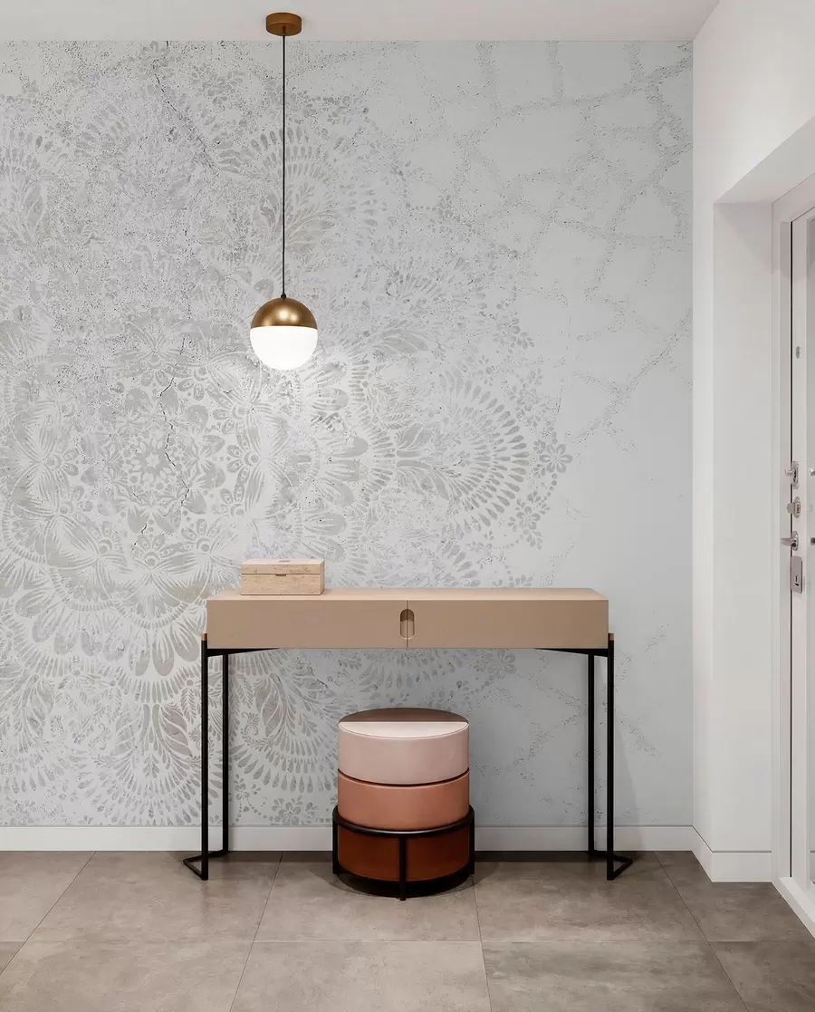 Fototapeedid Mandala, valge pitsmuster lille- ja ringikujuliste motiividega, mis loob õrna ja keeruka disaini w00737
