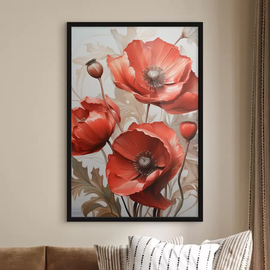 Pilt Suured punased moonid õlivärvidega f38732