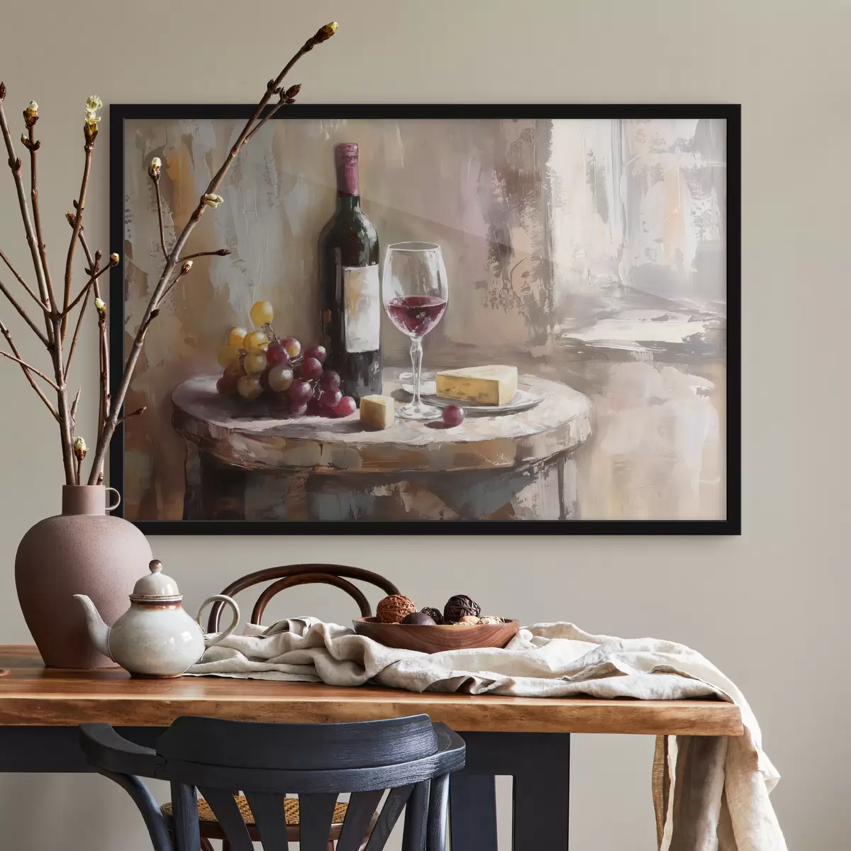 Plakat Natüürmort viinamarjade ja veiniga f38796