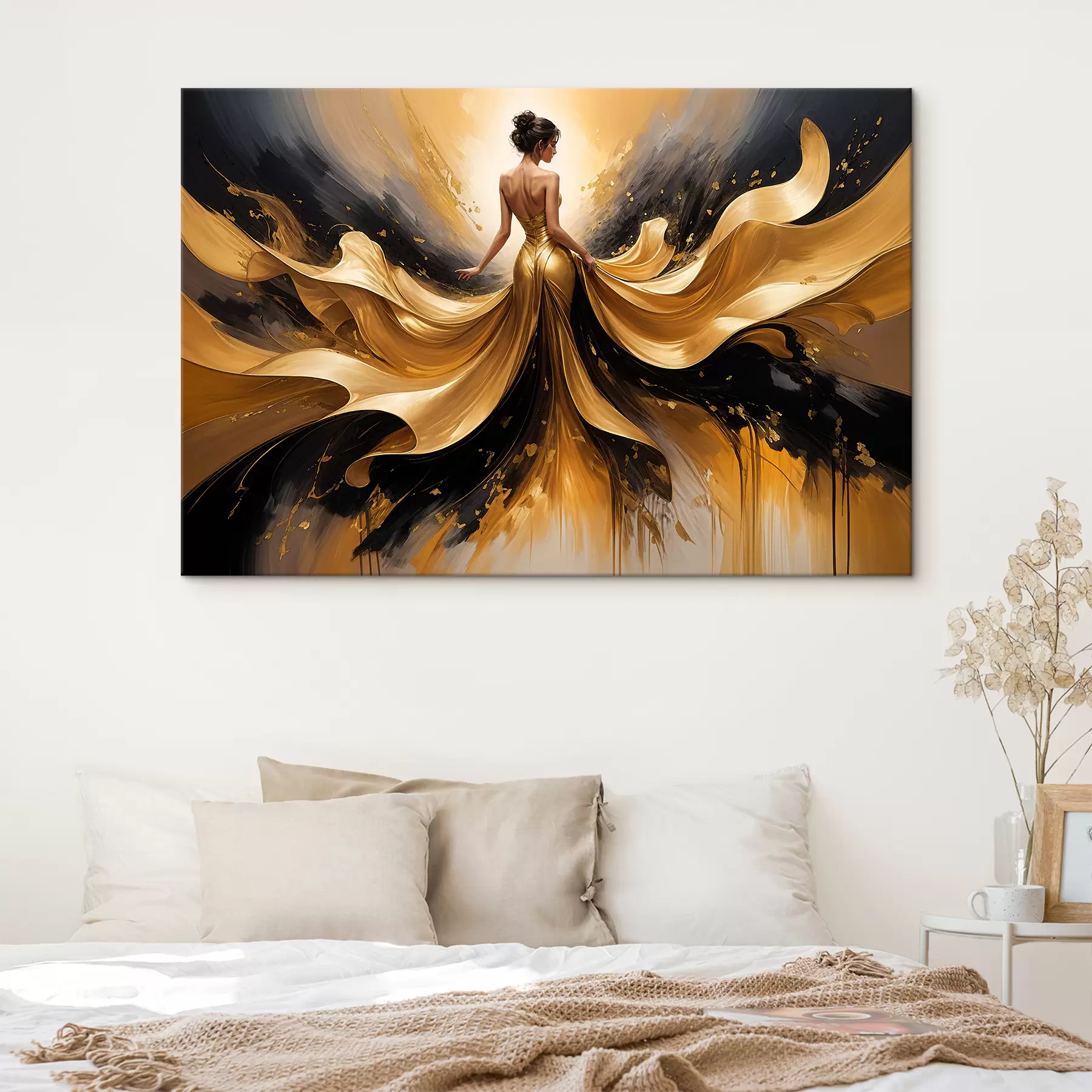 Fototapeedid Kimp valgeid liiliaid sinivalges keraamilises vaasis sinisel taustal õlimaal natüürmort s38820