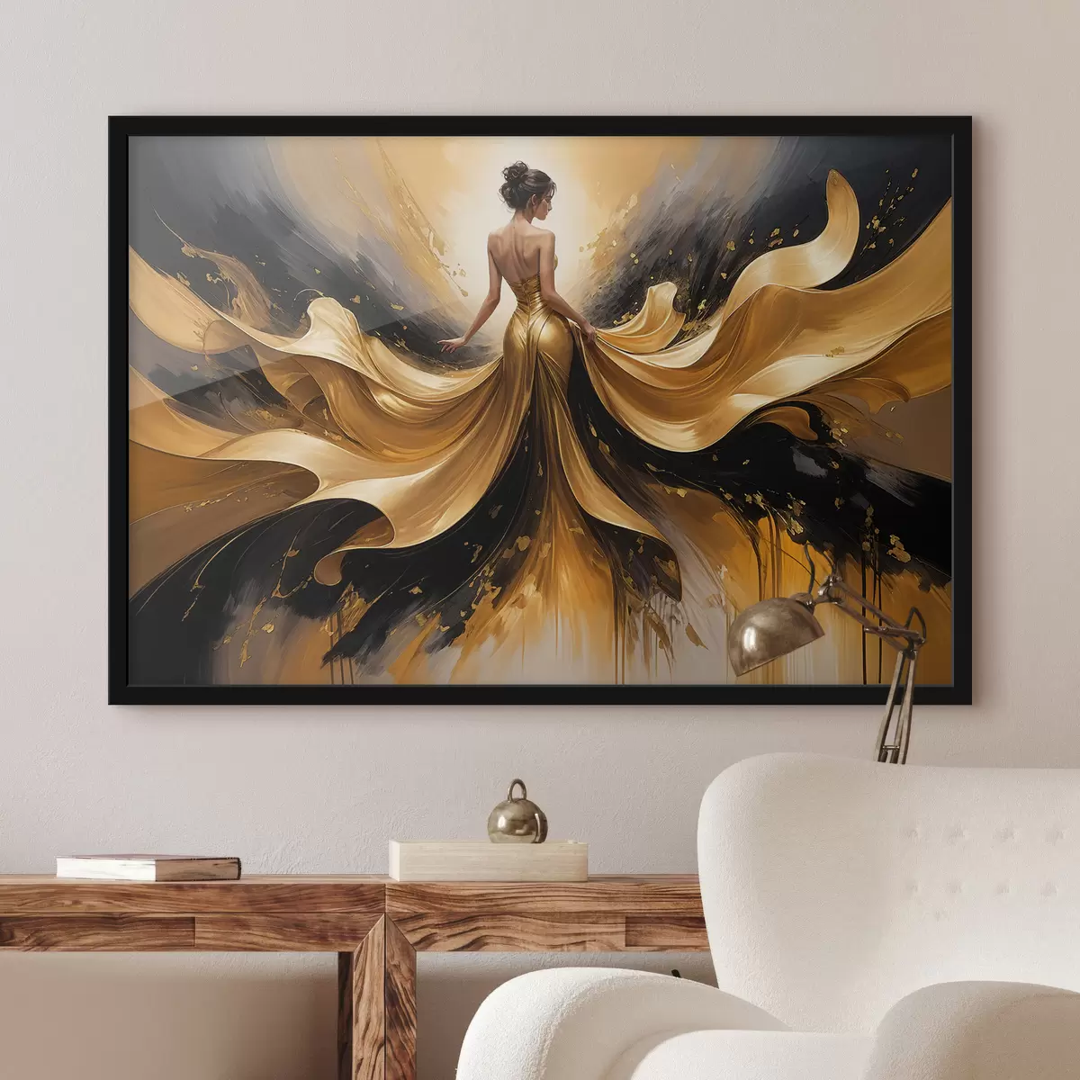 Plakat Kimp valgeid liiliaid sinivalges keraamilises vaasis sinisel taustal õlimaal natüürmort f38820