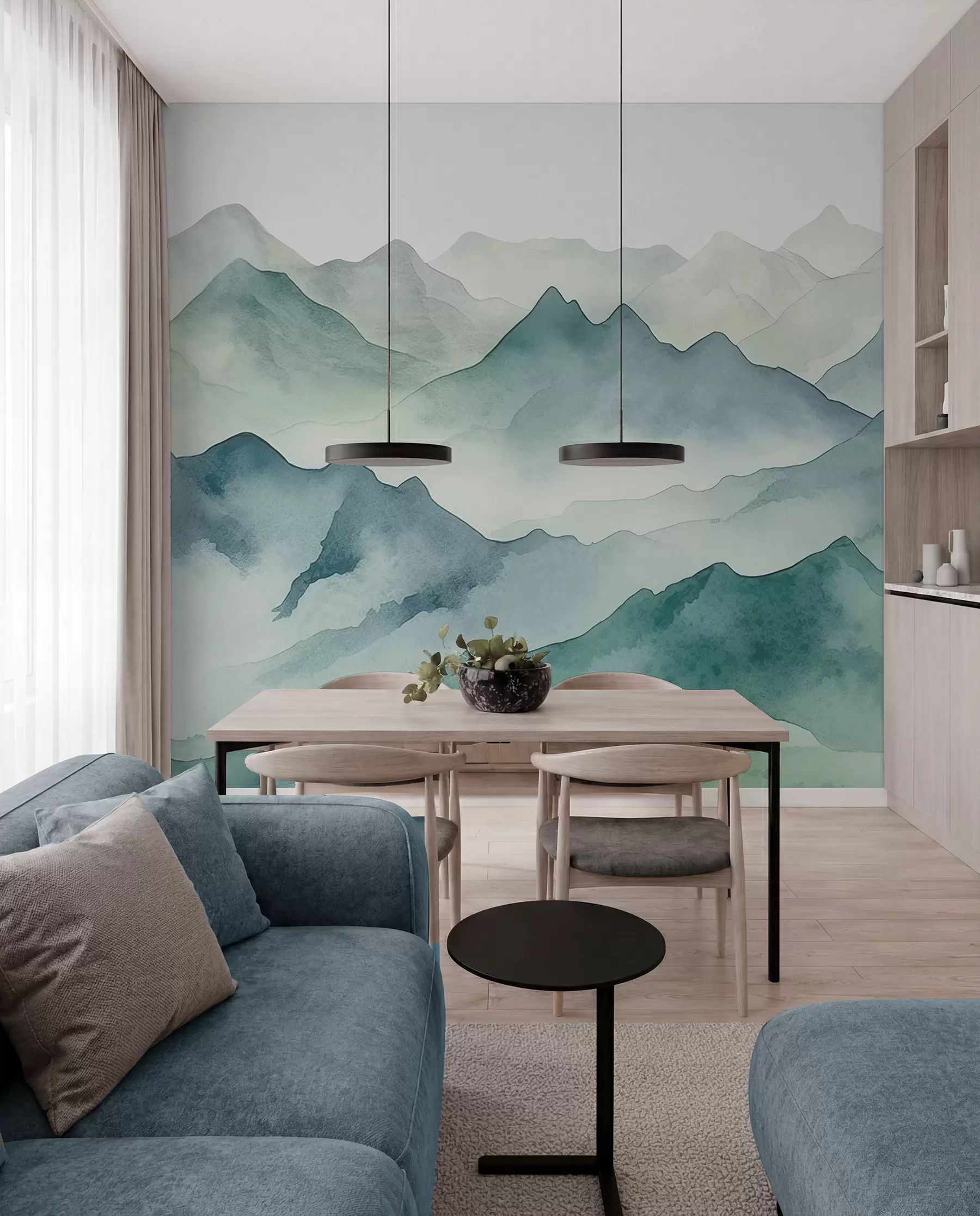Fototapeedid Mäekurrud akvarellis w00841
