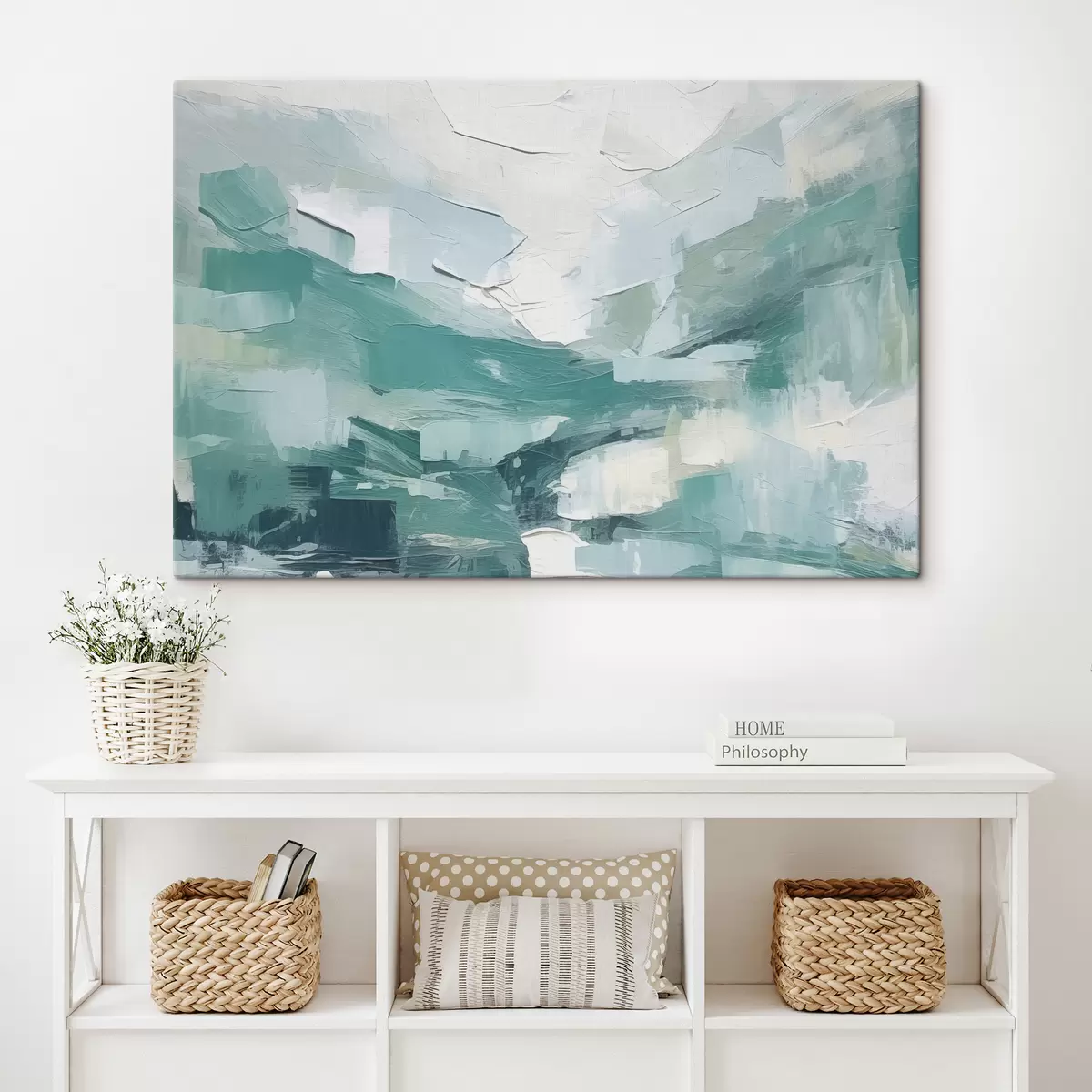 Pilt Sinivalgete suurte löökide abstraktsioon, õlimaali imitatsioon, minimalism s38915