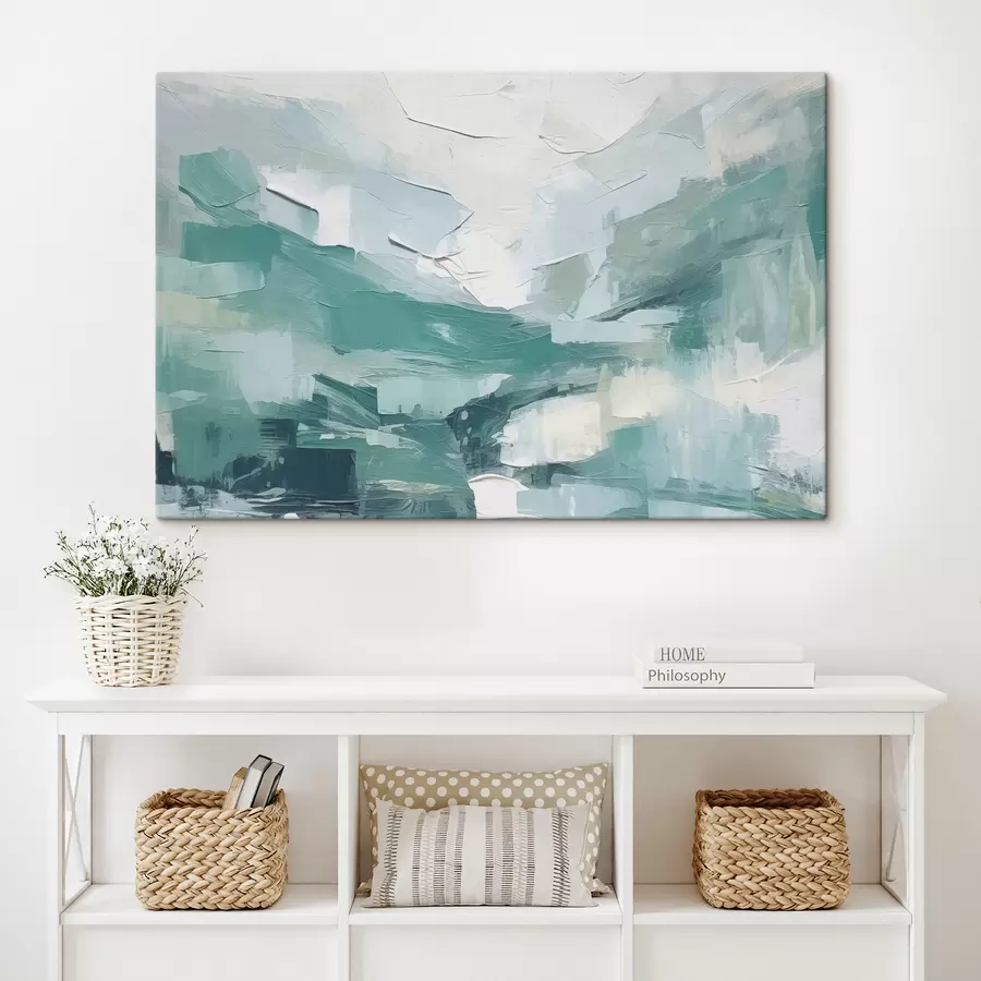 Pilt Sinivalgete suurte löökide abstraktsioon, õlimaali imitatsioon, minimalism s38915