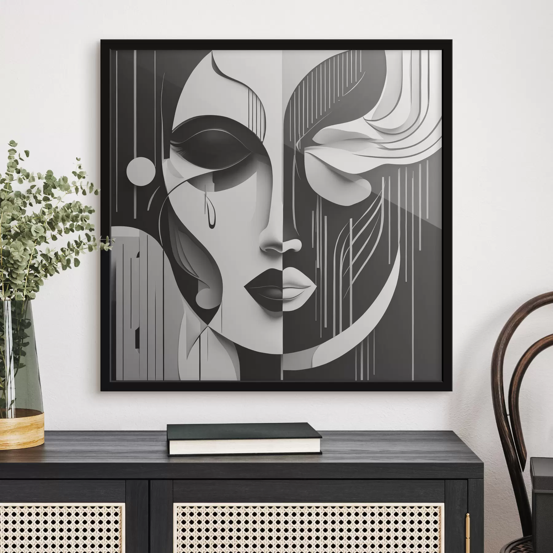 Pilt Must-valge mask f38850