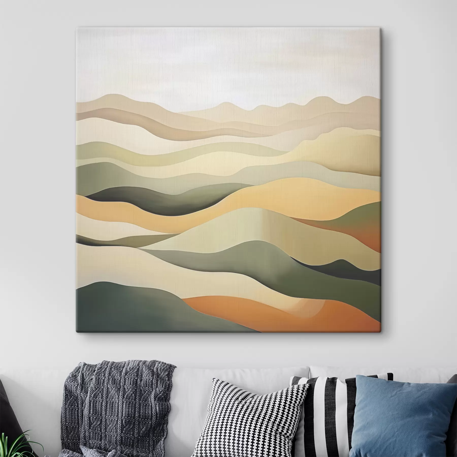 Fototapeedid Mäed, abstraktne maastik, guašš, roheline, ooker, seepia, hall s38952